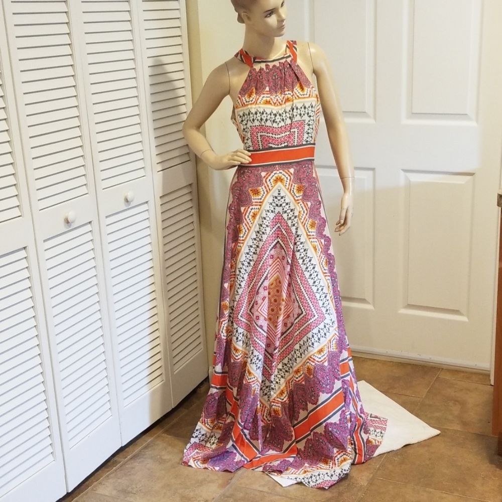 Eliza J Scarf Print Flowy Maxi Dress sz 2 Modcloth